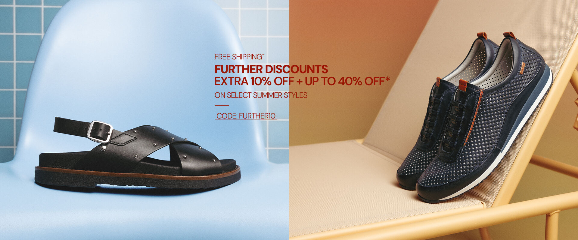 EXTRA 10%* OFF on select discounted styles.  Code: FURTHER10.  FREE SHIPPING