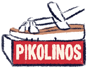 Illustration d'une paire de sandales femme Pikolinos avec le logo de la marque