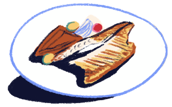 Illustration of a fish dish. 
                