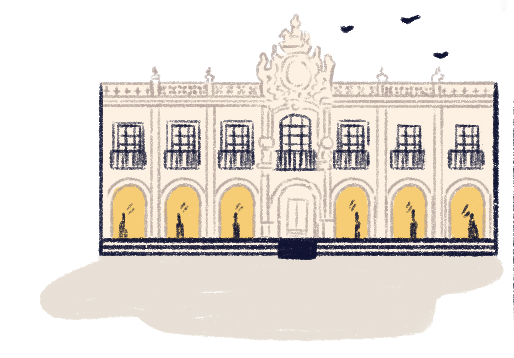 Ilustración del exterior del Hotel.