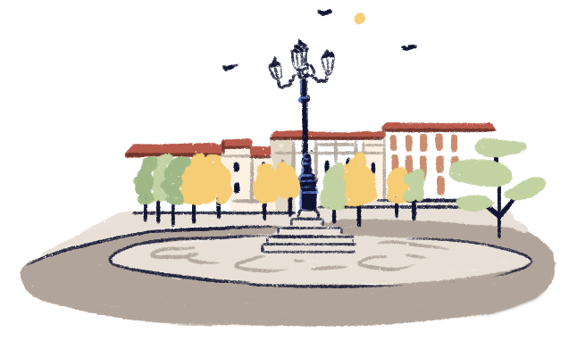 Ilustración de una plaza de Granada