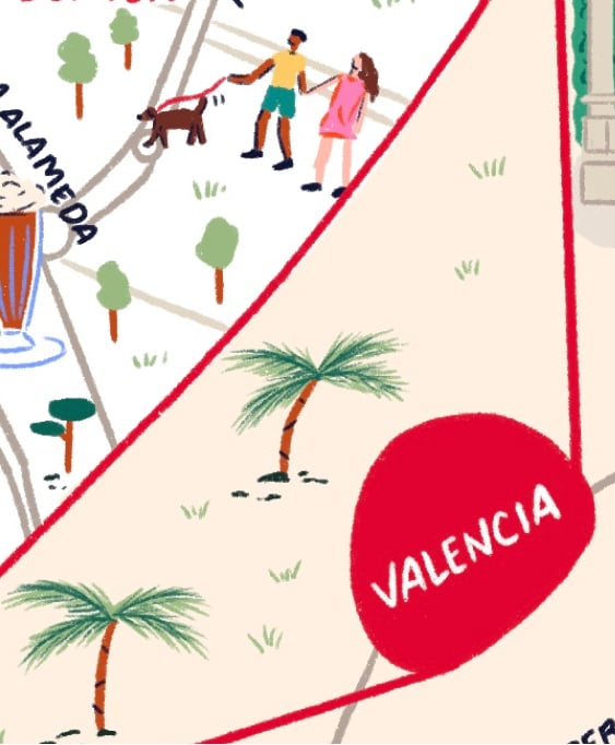 Illustrated map of Valencia