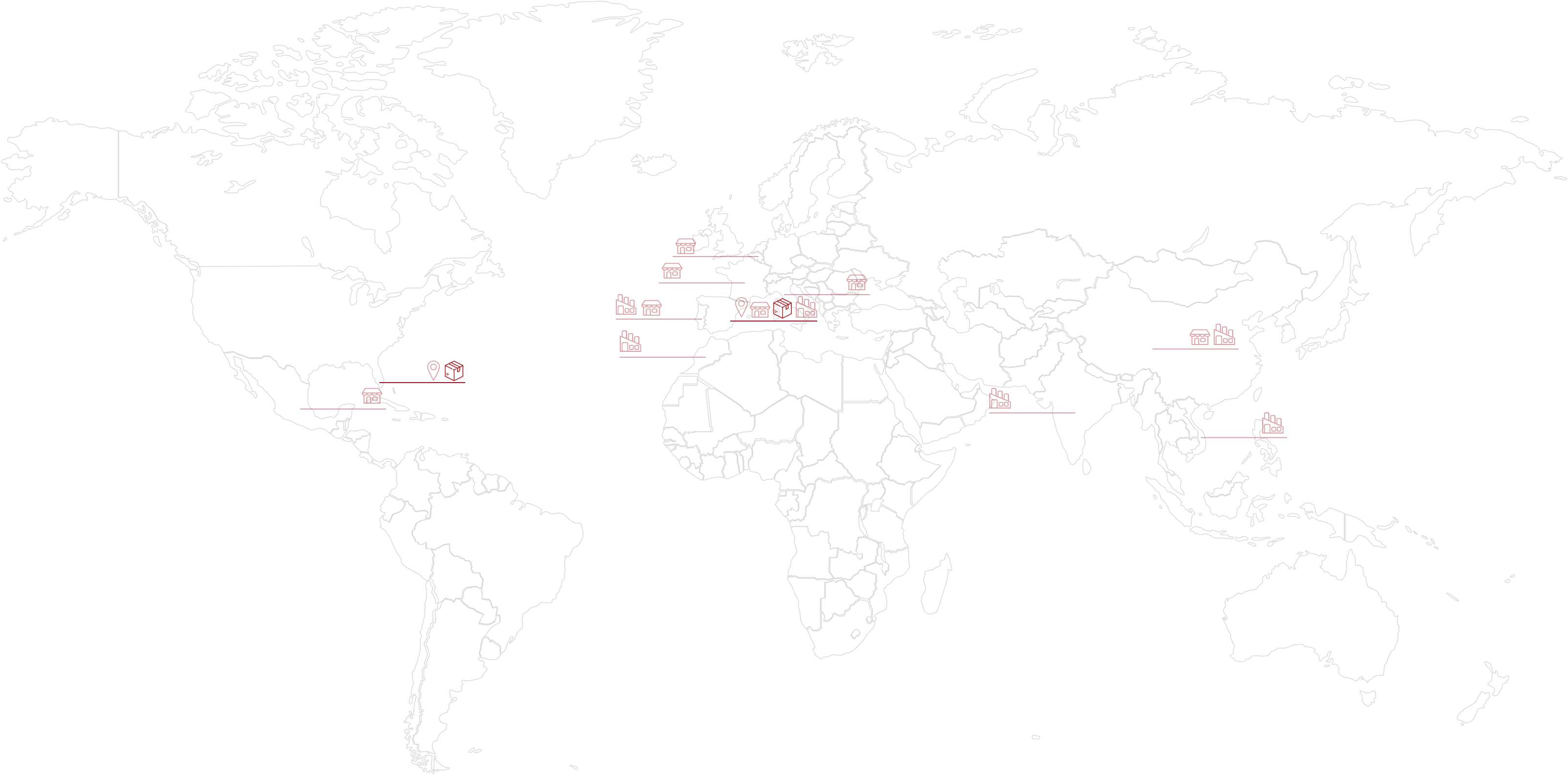 Mapa mundial con las localizaciones de los centros logísticos.