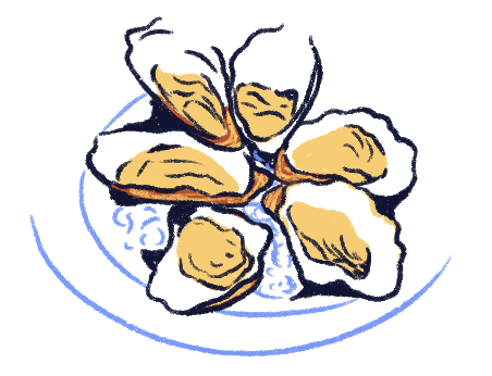 Ilustración plato de mejillones 