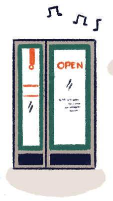 Open restaurant entrance illustration