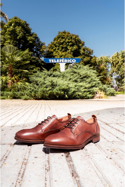 Image of some Pikolinos shoes with the cable car poster in the background.