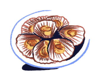 Illustration of a plate with oysters