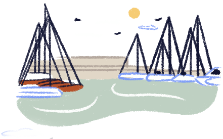 Ilustración de puerto deportivo.
