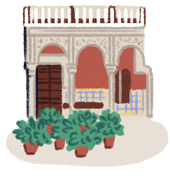 Illustration of the arches at the entrance of Casa de Salinas