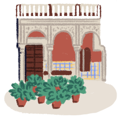 Illustration of the arches at the entrance of Casa de Salinas