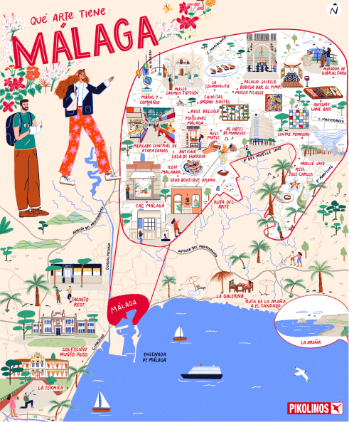 Illustrated map indicating where Malaga is.