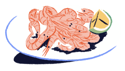 Illustration of a shrimp dish