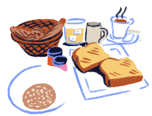 Illustration of various food dishes