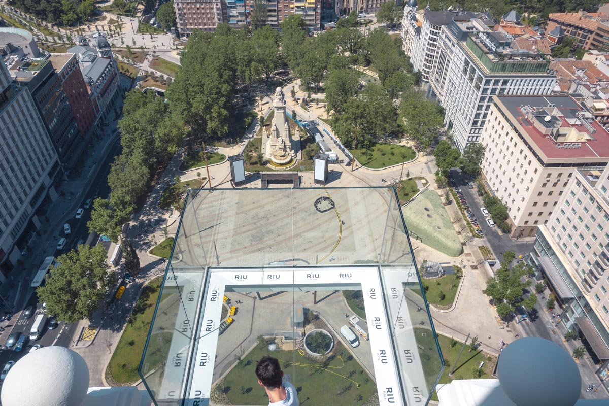 Bild der Aussicht vom Hotel auf die Plaza de España.