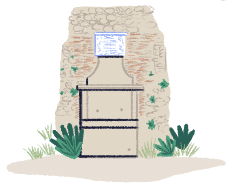Illustration of a fountain on the Valle route