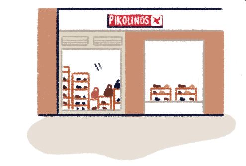 Ilustración de la entrada de la tienda Pikolinos Alicante
