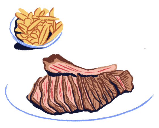 Ilustración plato de carne con patatas