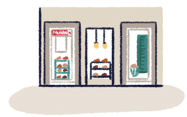 Illustration of the door of the Pikolinos Murcia store.