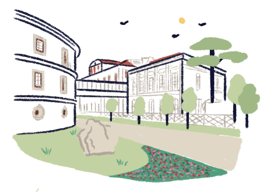 Ilustración del exterior del Hotel.