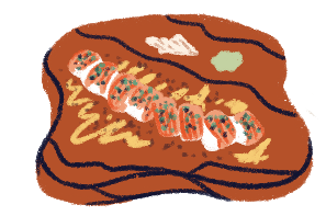 Illustration of a plate of sushi
