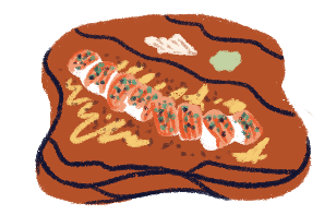 Illustration of a plate of sushi