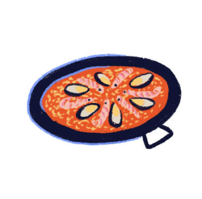 Illustration of a seafood paella