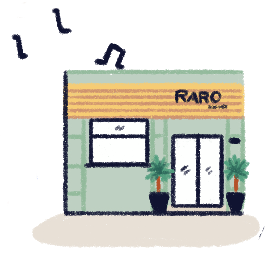 Illustration of the Raro restaurant's entrance