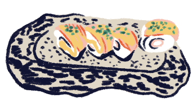 Illustration of a sushi dish