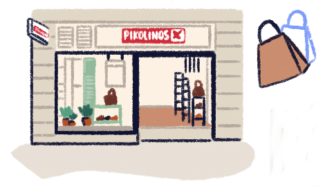 Illustration of the façade of the Pikolinos store.