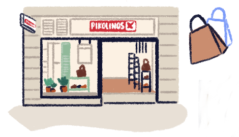 Illustration of the façade of the Pikolinos store.