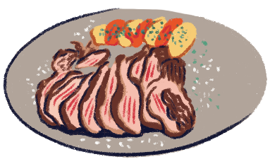 Ilustración plato de carne.