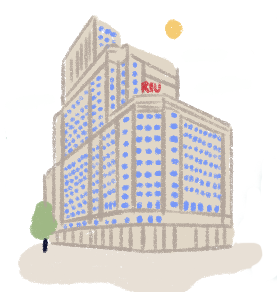 Illustration of the Hotel Riu Plaza España building.