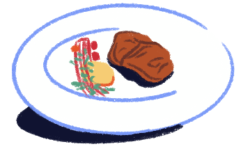 Illustration of a plate of food.
                    