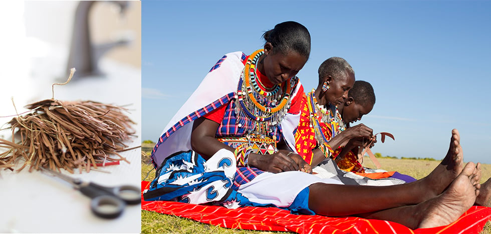 The Maasai sitting and working with Pikolinos shoes