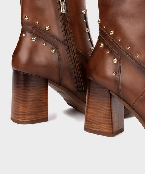 Women's heeled ankle boots with studs , PALENCIA W9U , PALENCIA W9U-8586 , CUERO