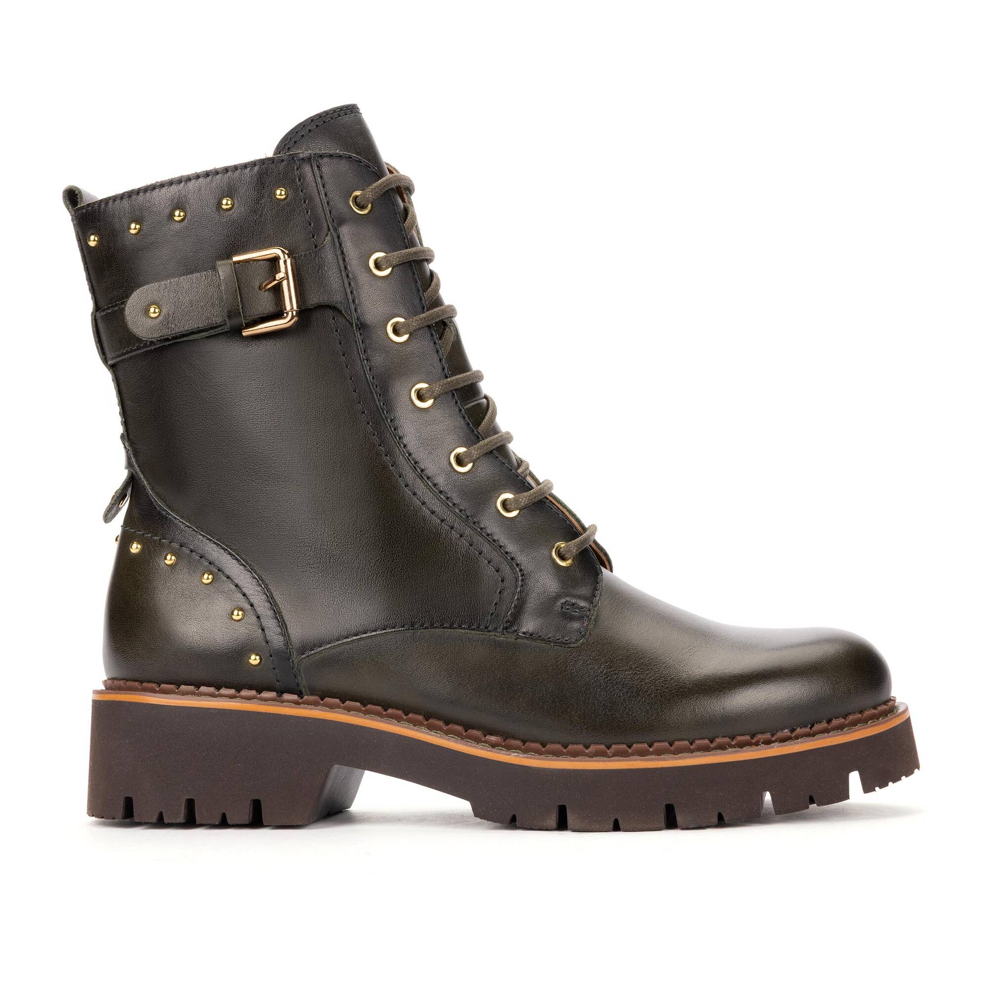 ロルカナ ウッディ SCSプロモ Women's military-style ankle boots with studs and buckle VICAR W6S