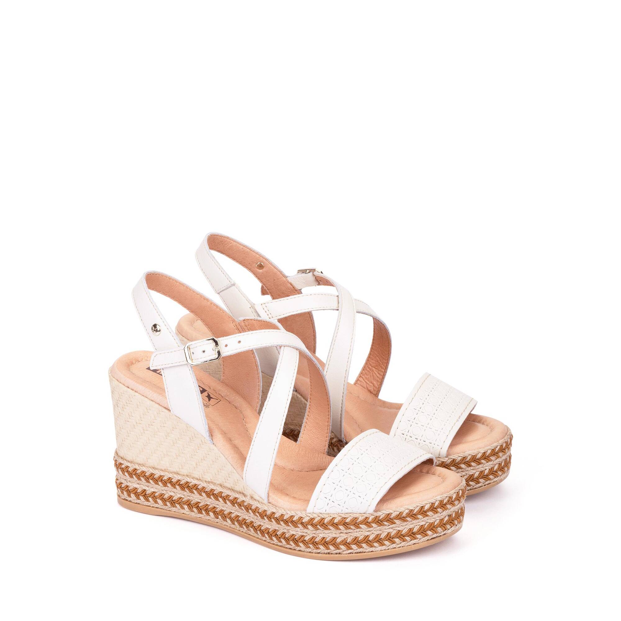 Pikolinos Sandali Con Zeppa RONDA W7W - Pelle E Iuta, Plateau 9,5 Cm, Comodi E Versatili