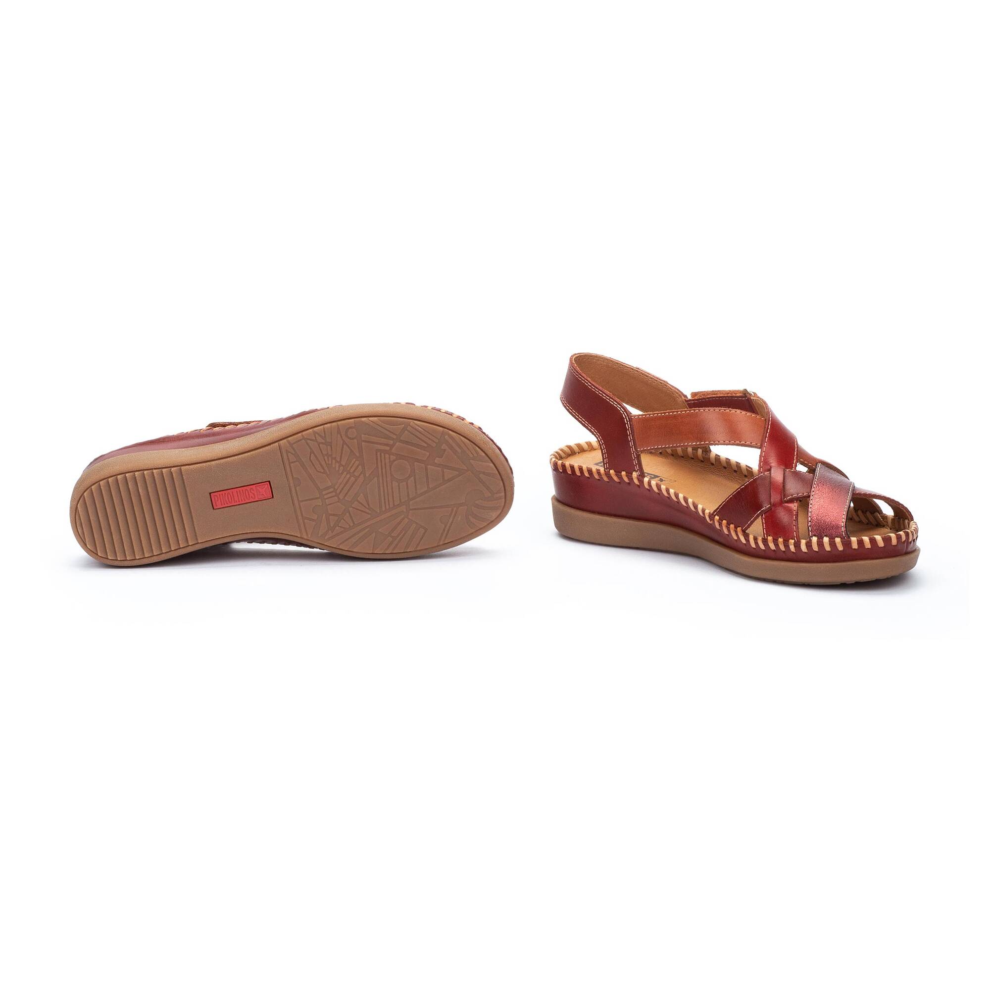 Women's wedge sandals with hook-and-loop closure CADAQUES W8K