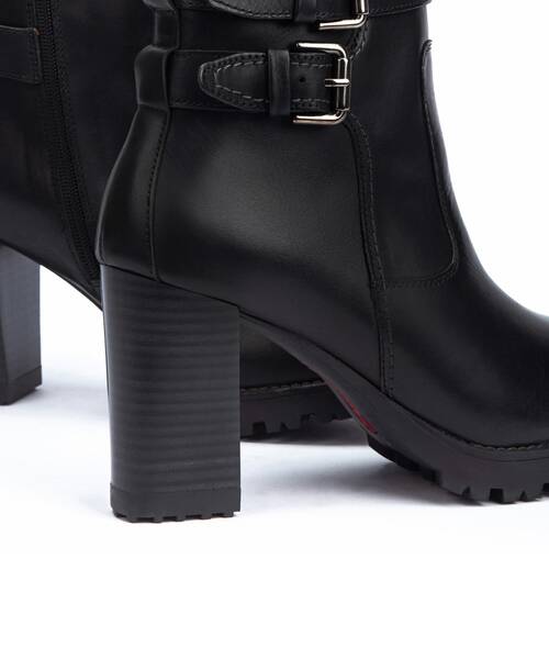 Heeled ankle boots with buckles , CONNELLY W7M , CONNELLY W7M-8854 , BLACK