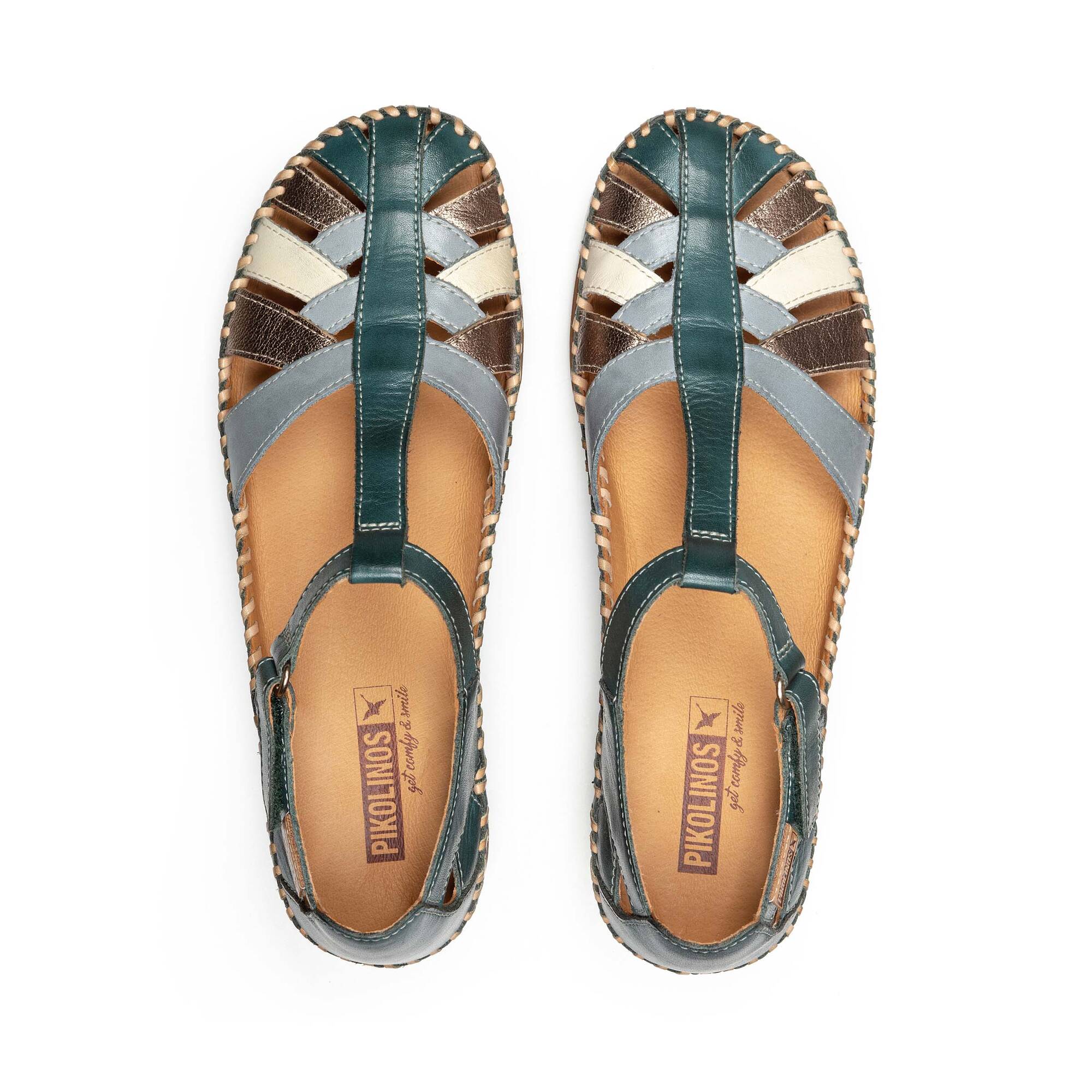 Women's semi-open shoes with hook-and-loop closure CADAQUES W8K