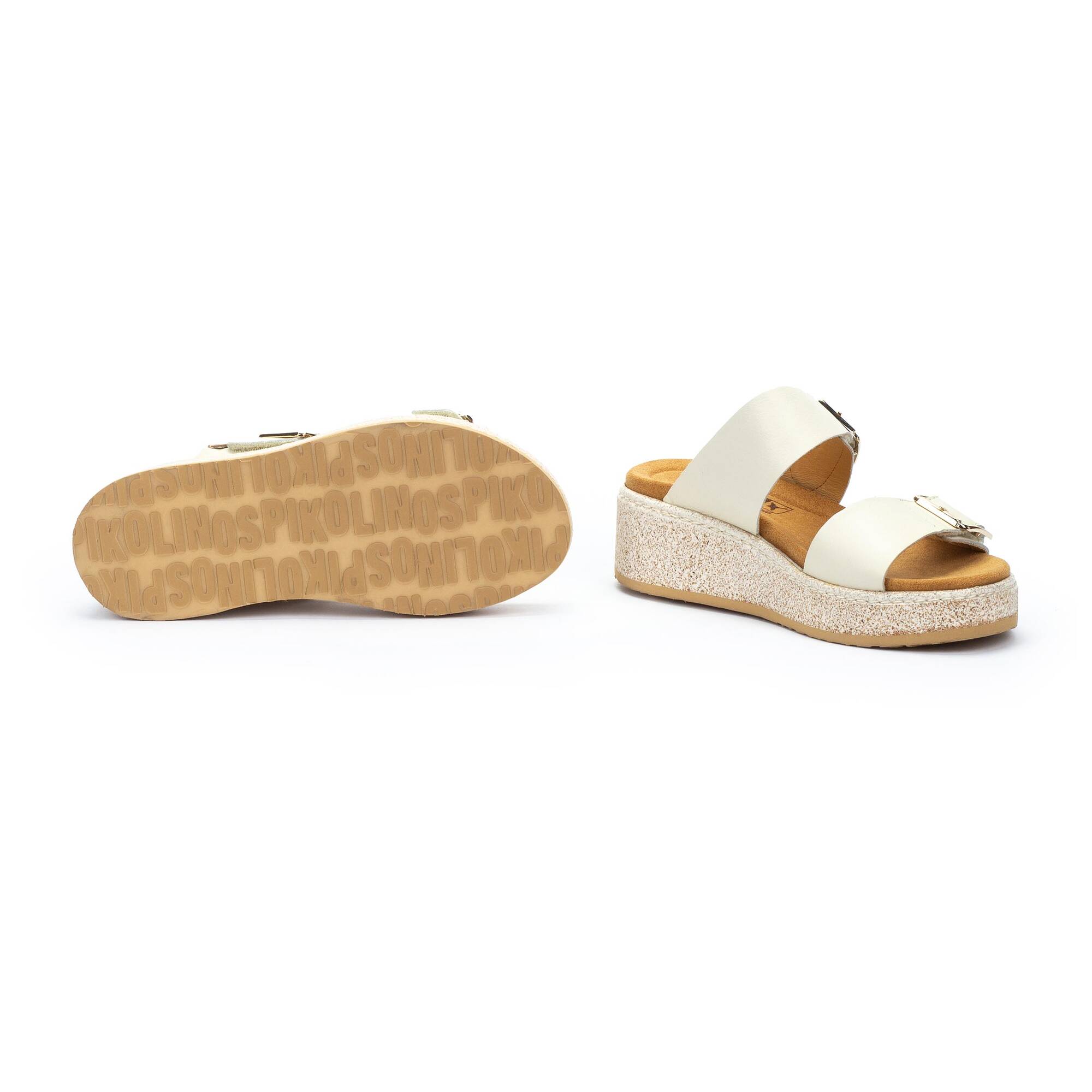 Pikolinos Sandali Con Zeppa In Pelle ALZIRA Donna - Comodi, Altezza 5 Cm, Chiusura Adesiva, Pelle Bovina
