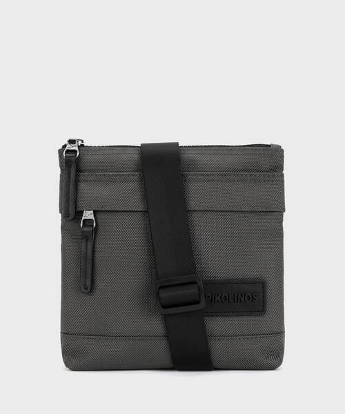 Men's textile crossbody bag with leather details , OLITE MHA , OLITE MHA-1500 , GREY