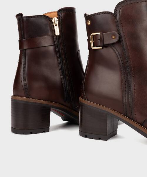 Women's heeled ankle boots with track sole , LLANES W7H , LLANES W7H-8865 , CAOBA