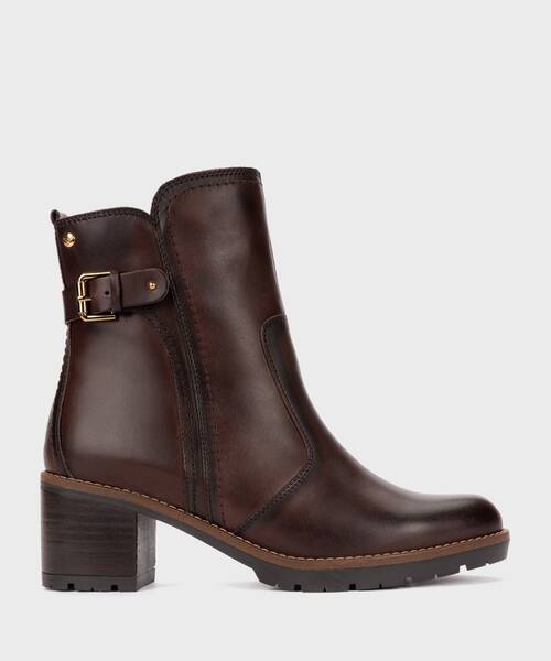 Women's heeled ankle boots with track sole , LLANES W7H , LLANES W7H-8865 , CAOBA