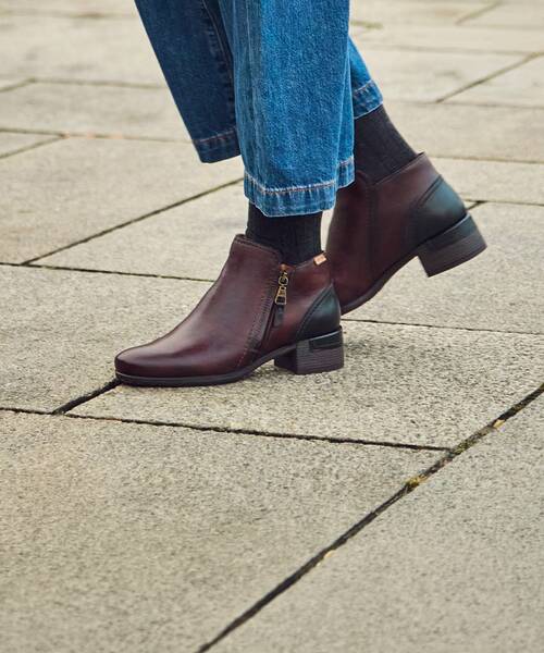 Women's heeled ankle boots , MALAGA W6W , MALAGA W6W-8648 , CAOBA