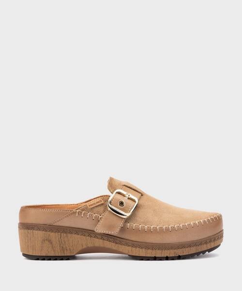 Women's clog with decorative buckle , GRANADA W0W , GRANADA W0W-1638SEC1 , DESERT