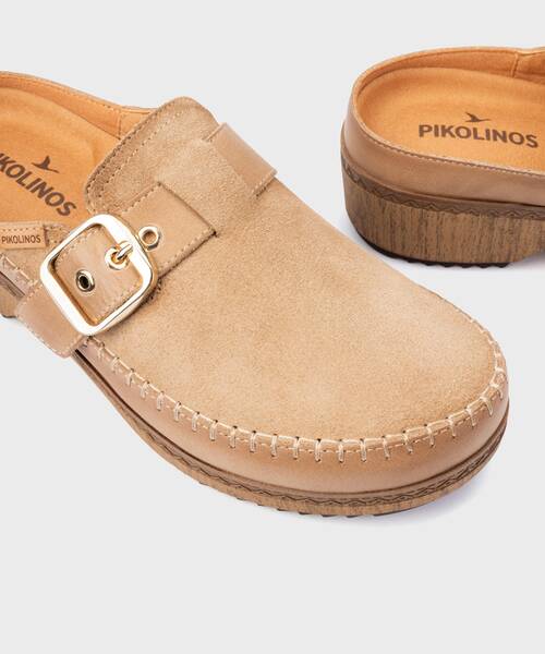 Women's clog with decorative buckle , GRANADA W0W , GRANADA W0W-1638SEC1 , DESERT