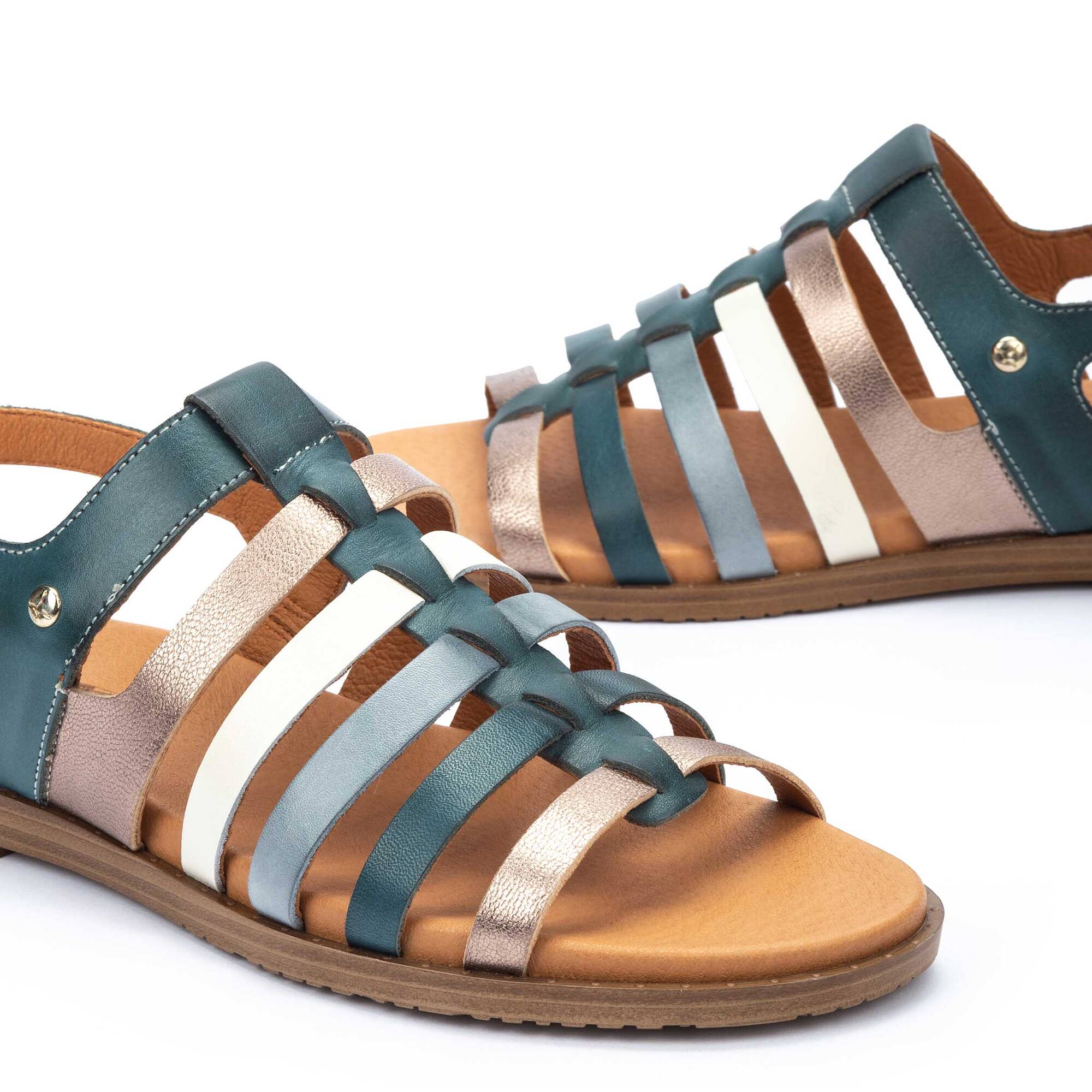 PIKOLINOS Women's Formentera Leather Flat Sandal - Adjustable Strap Comfort Sandals