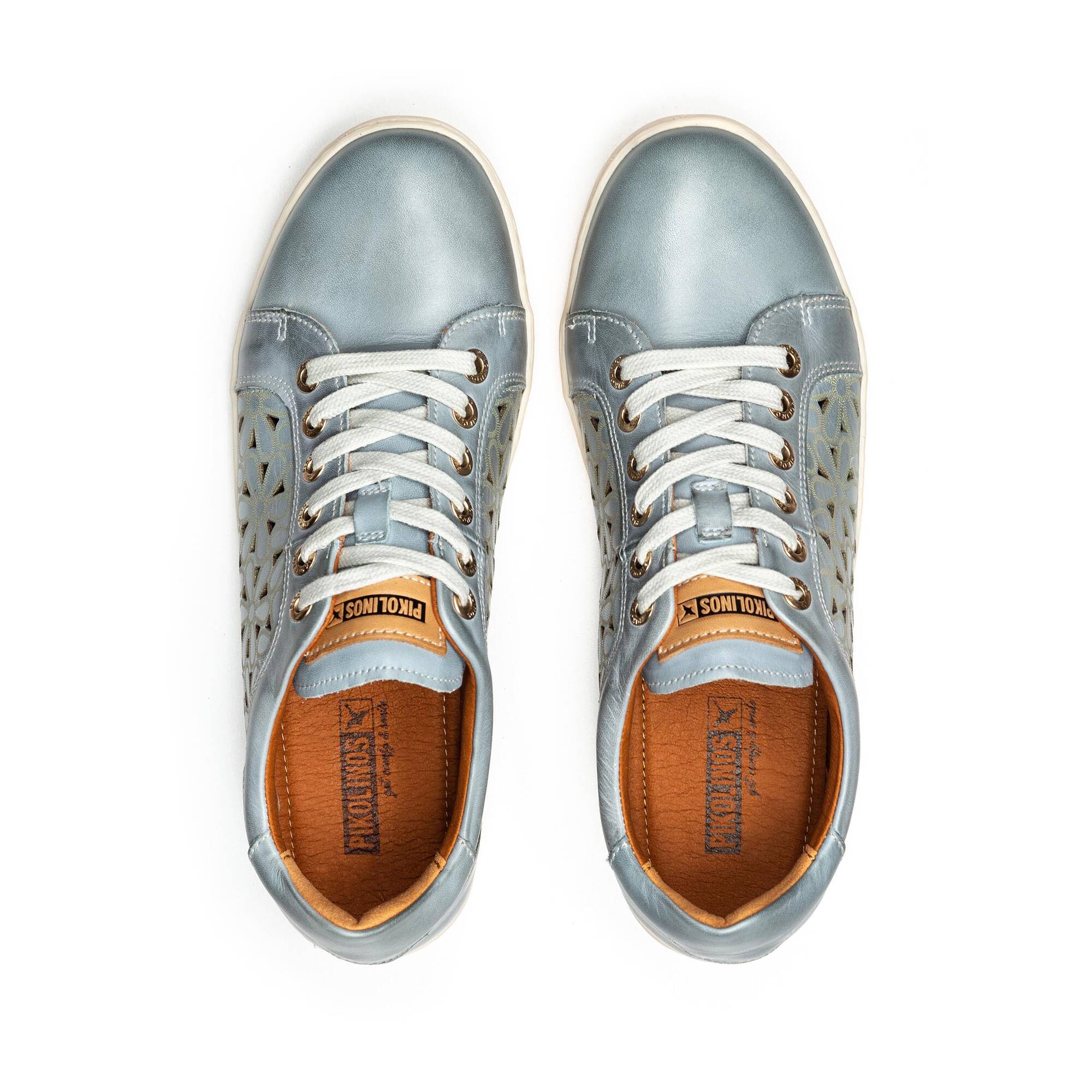 Leather sneakers with die-cut floral design LAGOS 901-6898