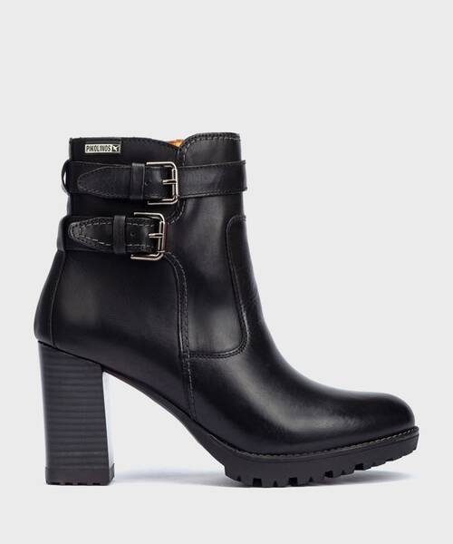 Heeled ankle boots with buckles , CONNELLY W7M , CONNELLY W7M-8854 , BLACK